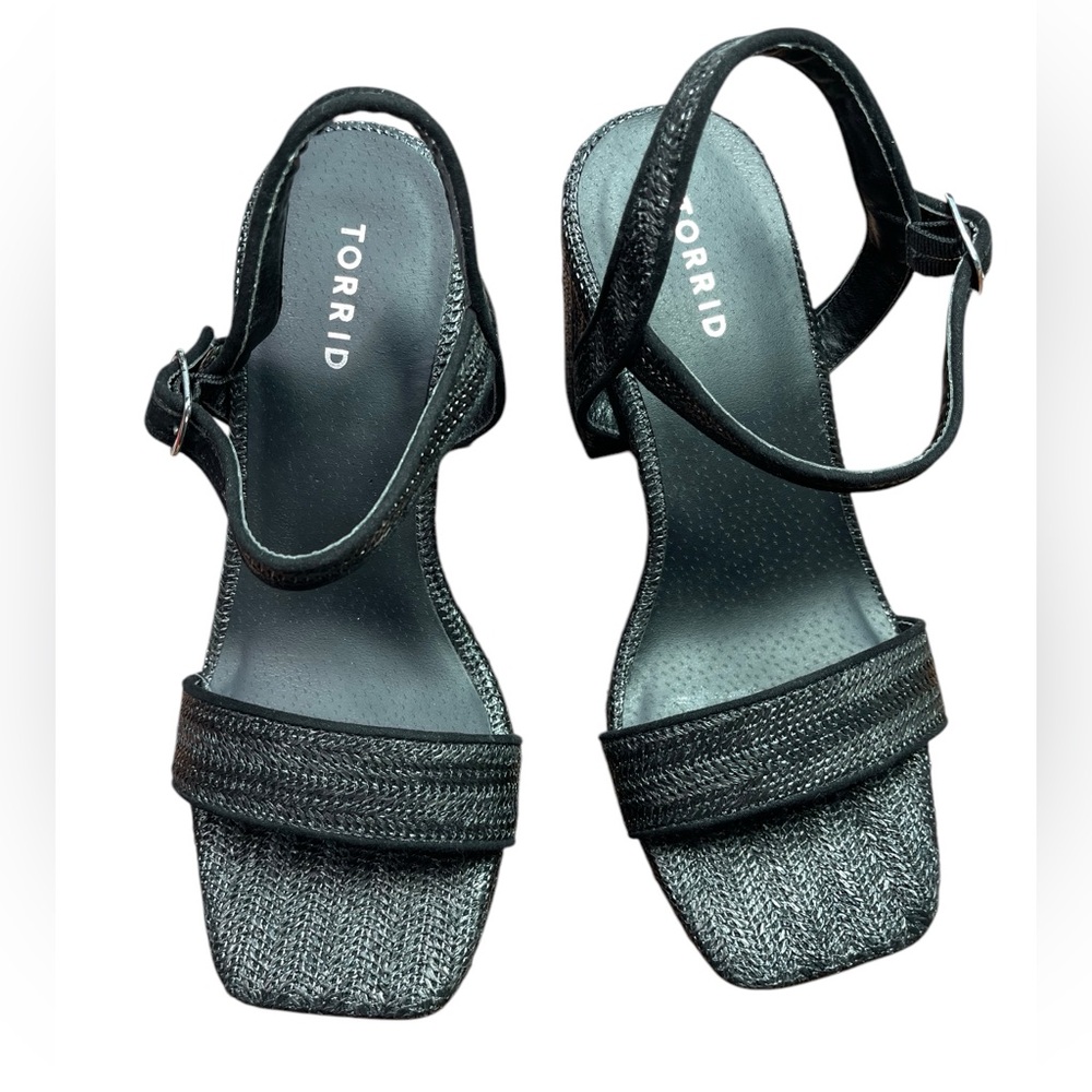 Torrid Raffia‎ Woven Platform heels Sandals 8.5WW Extra Wide black NWOT